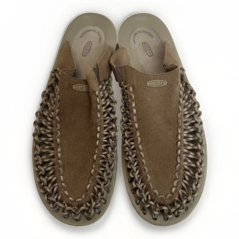 Keen Men's Uneek Slide On Sandal Size 13 Brown Suede Leather Net Shoes